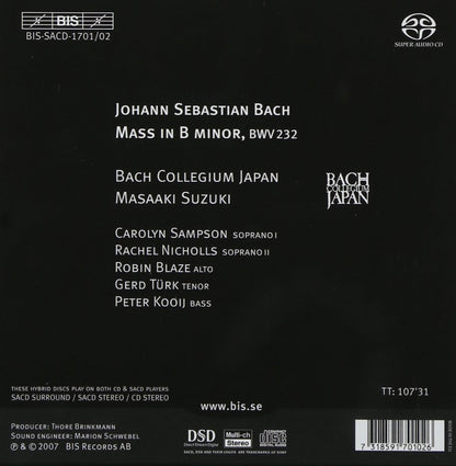 BACH: MASS IN B MINOR - BACH COLLEGIUM JAPAN, SUZUKI (2 HYBRID SACDS)