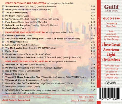 THE GOLDEN AGE OF LIGHT MUSIC: Three Great American Light Orchestras (Percy Faith, David Rose, Paul Weston)