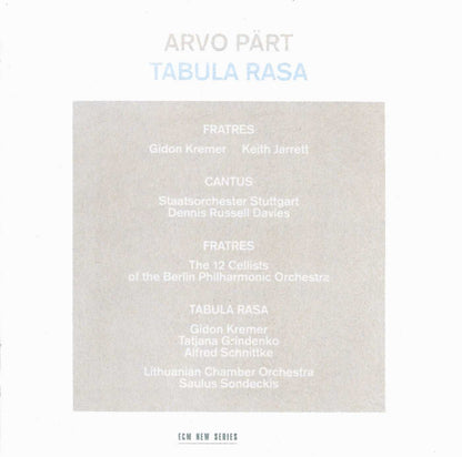 ARVO PART: Tabula Rasa - Kremer, Jarrett, Schnittke, Grindenko, Davies