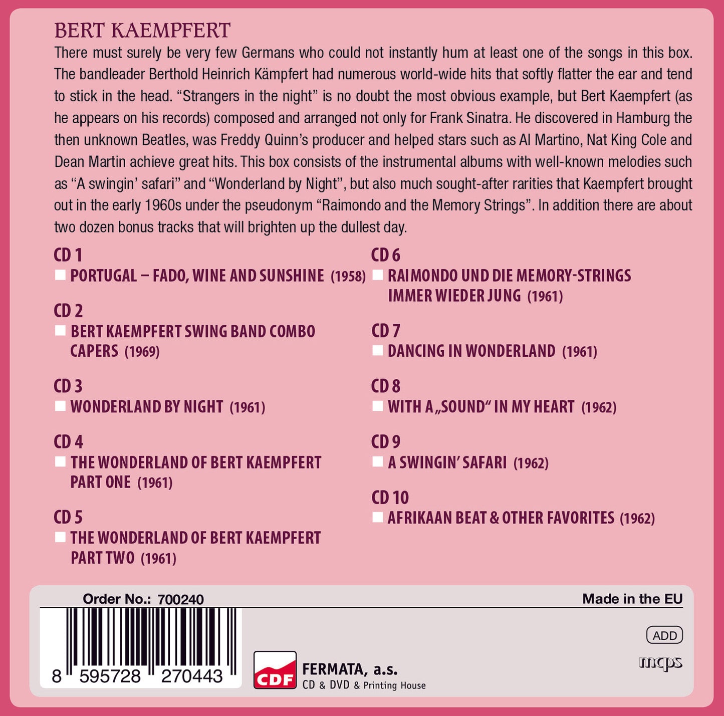 BERT KAEMPFERT: 10 CLASSIC ALBUMS & BONUS TRACKS (10 CDS)