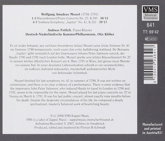 MOZART: Symphony No. 41; Piano Concerto No. 27 - Frolich, Deutsch-Niederländ Kammer Philharmonic