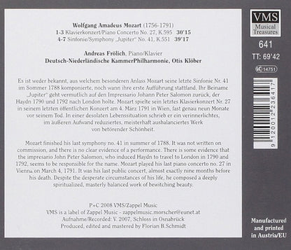 MOZART: Symphony No. 41; Piano Concerto No. 27 - Frolich, Deutsch-Niederländ Kammer Philharmonic