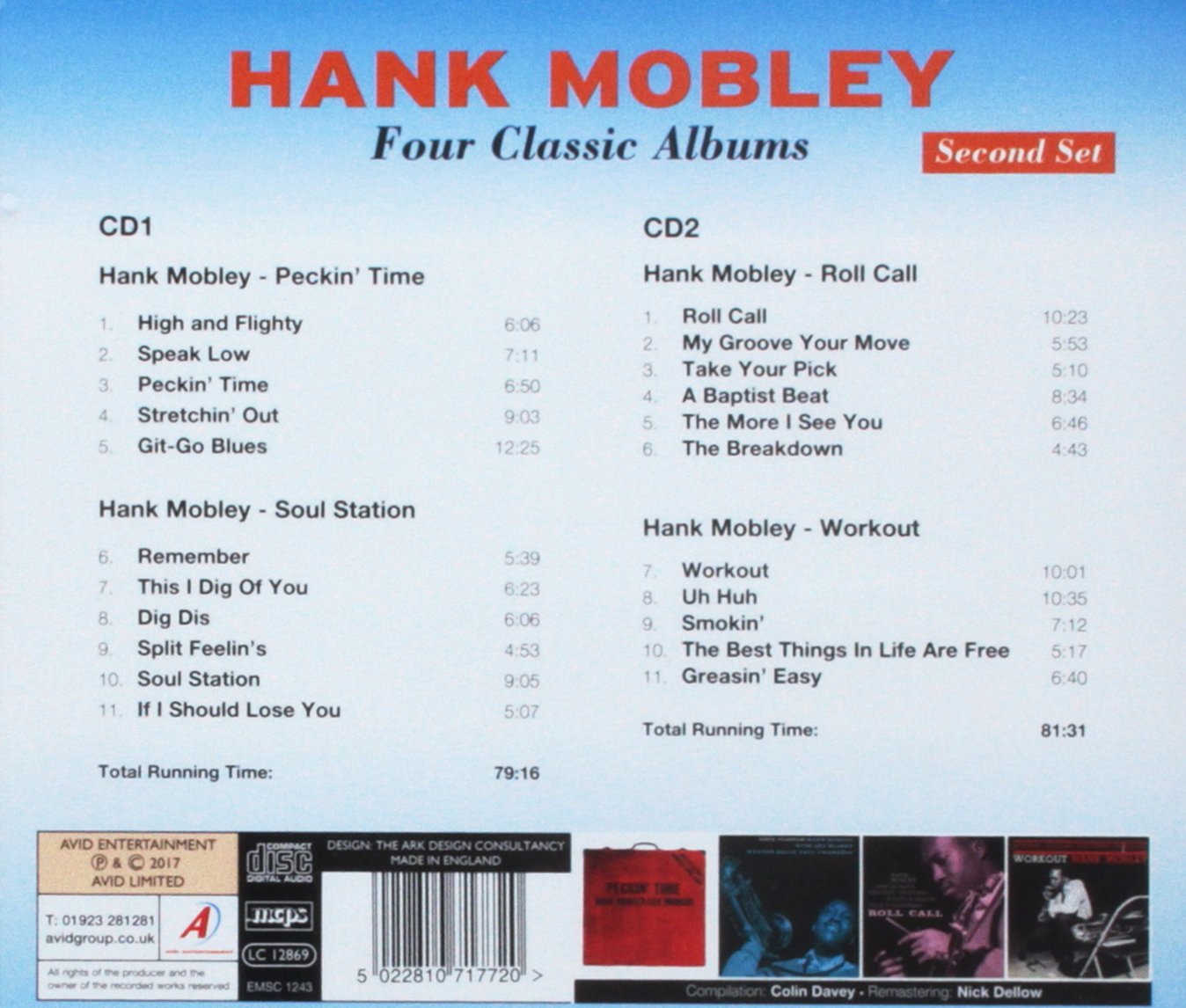 HANK MOBLEY - Four Classic Albums (Peckin' Time / Soul Station / Roll Call / Workout) (2 CDs)