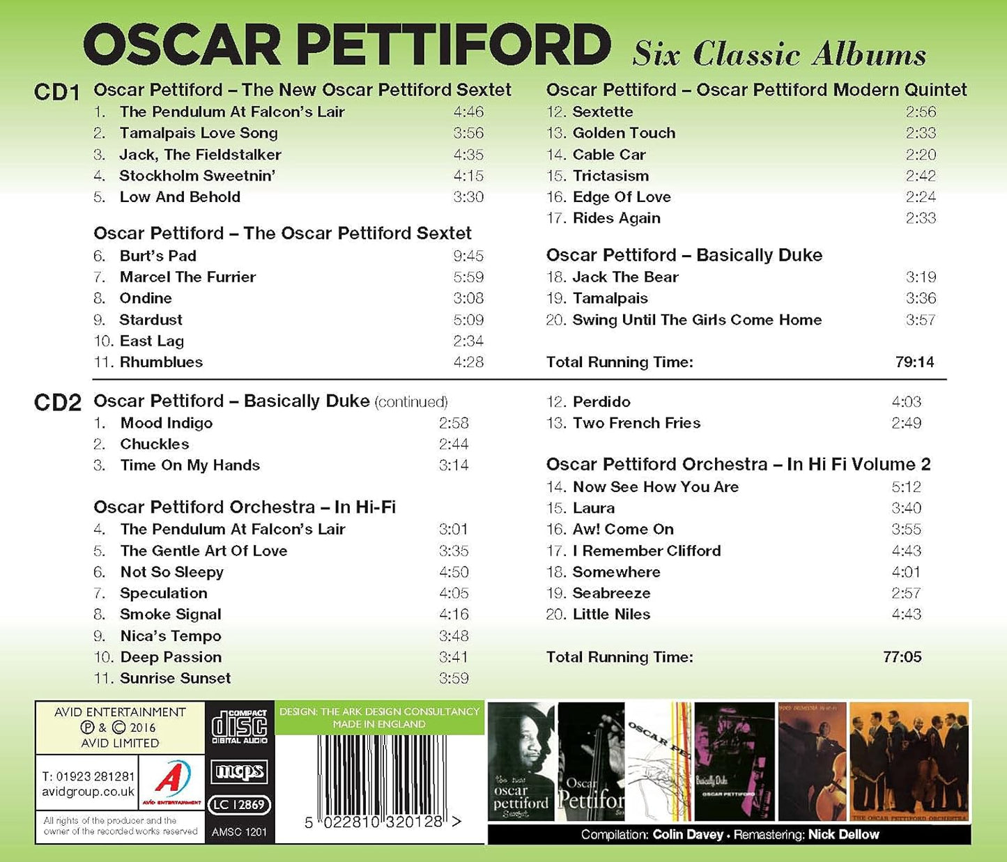 OSCAR PETTIFORD - Six Classic Albums (The New Oscar Pettiford Sextet / The Oscar Petiford Sextet / Oscar Pettiford Modern Quintet / Basically Duke / In Hi-Fi / In Hi-Fi Vol 2) (2CD)