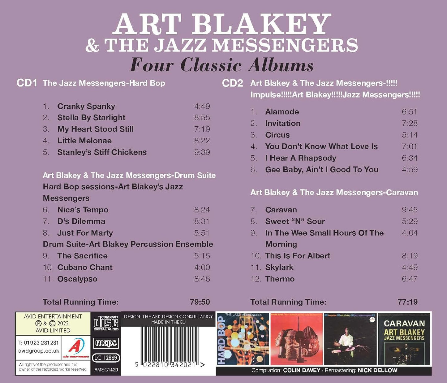 ART BLAKEY & THE JAZZ MESSENGERS - Four Classic Albums (Hard Bop / Drum Suite / !! Impulse!! Art Blakey!! Jazz Messengers!! / Caravan) (2CD)(2 CDs)