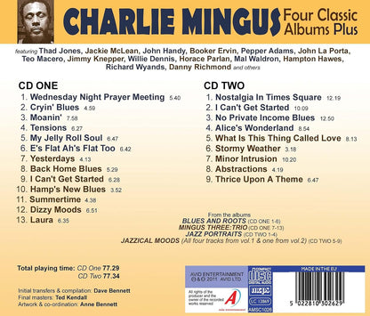 CHARLIE MINGUS - Four Classic Albums Plus (Blues And Roots / Mingus Three: Trio / Jazz Portraits / Jazzical Moods Vol 1) (2 CDs)