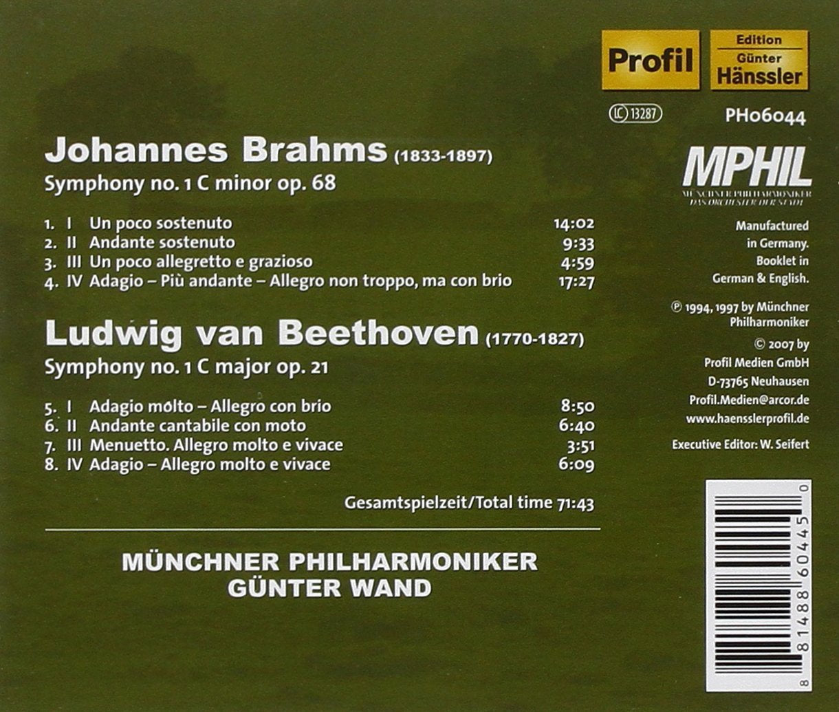 Beethoven & Brahms: Symphony No. 1 - Münchner Philharmoniker, Gunther ...