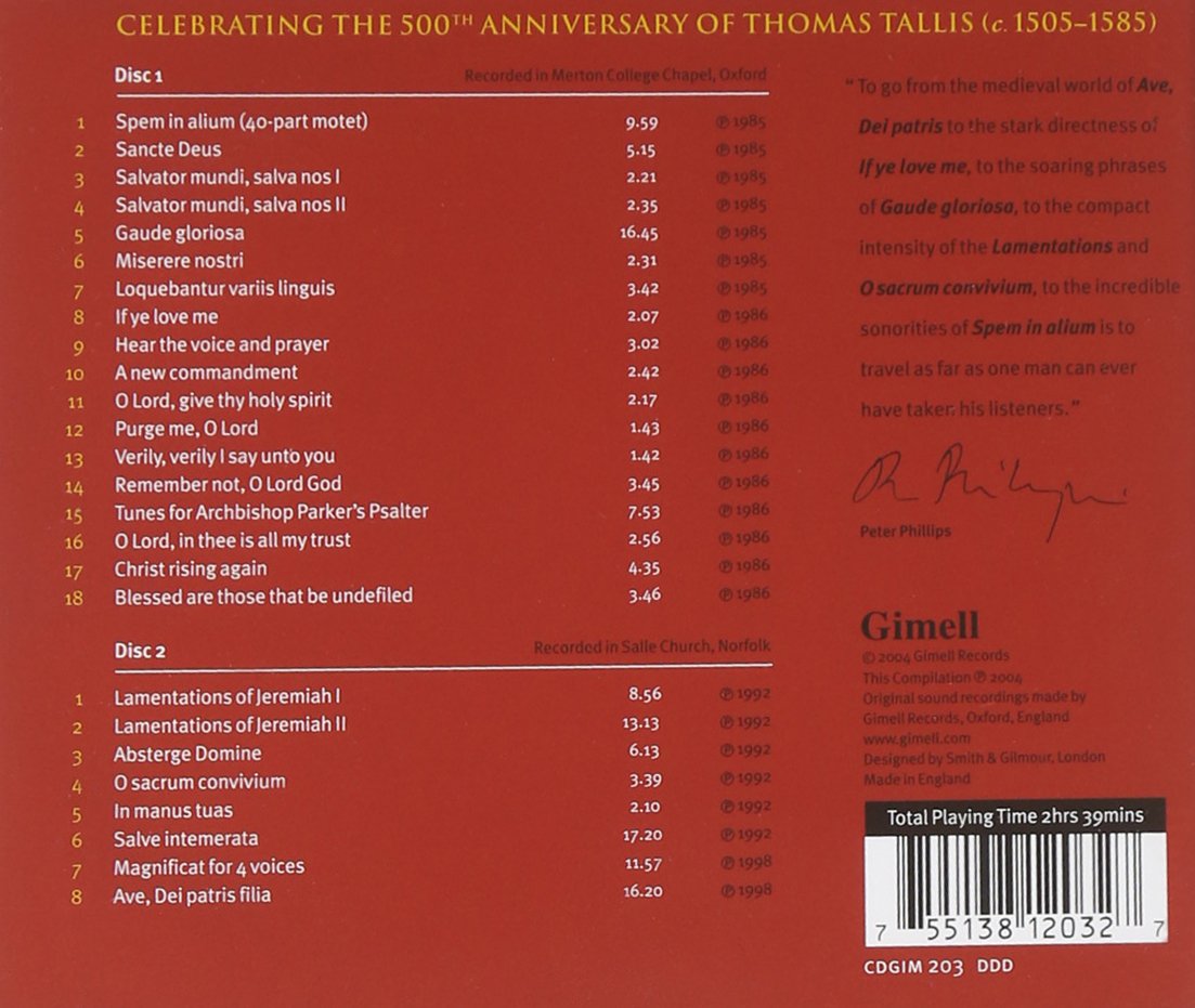 TALLIS SCHOLARS - The Tallis Scholars Sing Thomas Tallis (2 CDS)