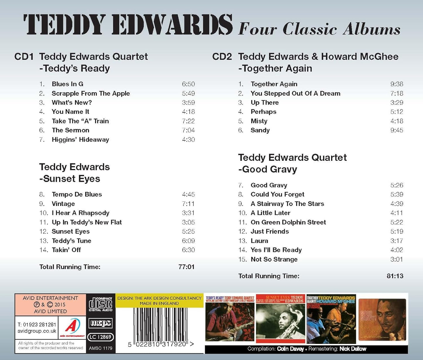 TEDDY EDWARDS - Four Classic Albums (Teddy’s Ready / Sunset Eyes / Together Again / Good Gravy) (2CD)