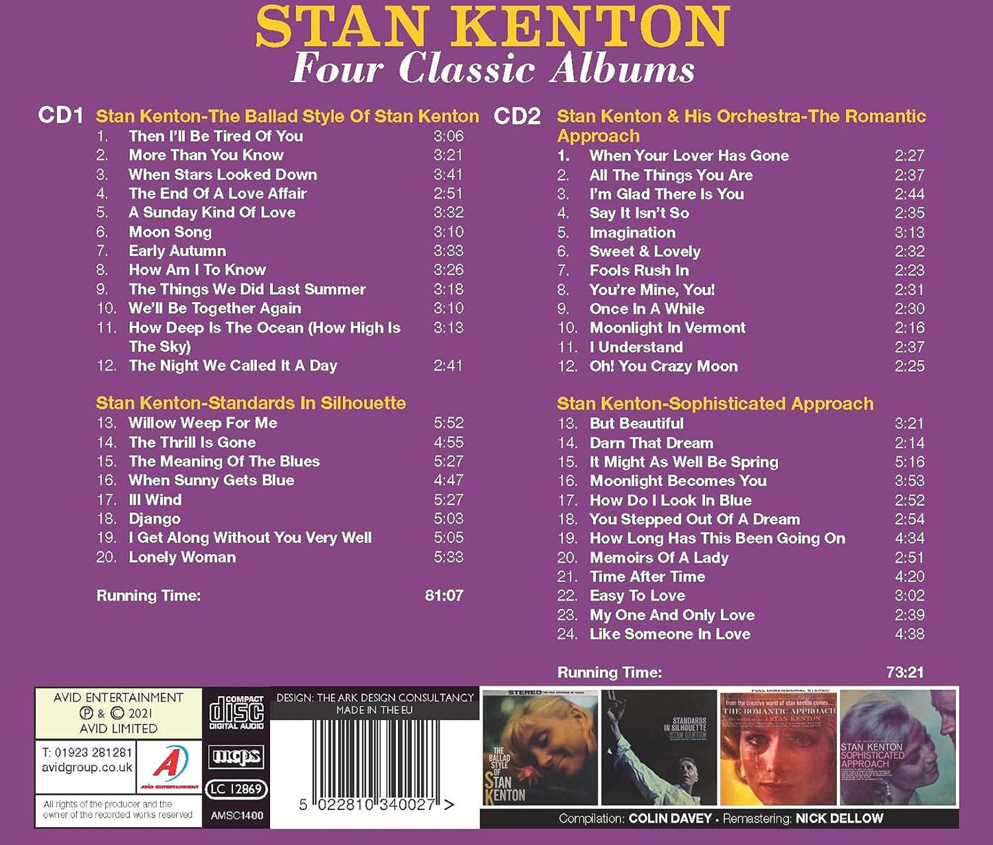 STAN KENTON - Four Classic Albums (The Ballad Style Of Stan Kenton / Standards In Silhouette / The Romantic Approach / Sophisticated Approach) (2CD)