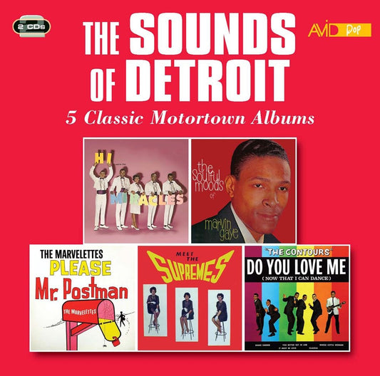 MIRACLES / MARVIN GAYE / MARVELETTES / SUPREMES / CONTOURS - The Sounds Of Detroit - Five Classic Motortown Albums (Hi. We're The Miracles / The Soulful Moods Of / Please Mr Postman / Meet The Supremes / Do You Love Me) (2 CDs)