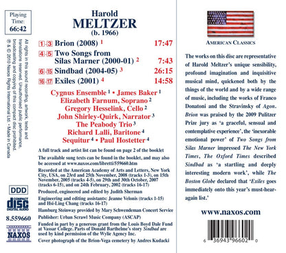 Meltzer: Brion / Sindbad / Exiles - Cygnus Trio, Peabody Trio