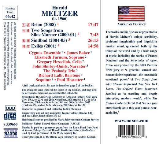 Meltzer: Brion / Sindbad / Exiles - Cygnus Trio, Peabody Trio