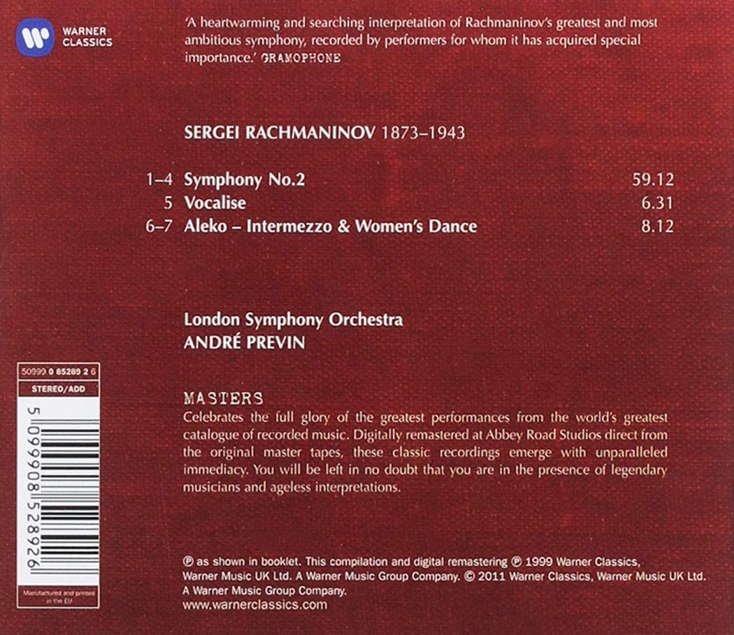 Rachmaninov: Symphony No 2, Vocalise, Excerpts from Aleko - Andre Previn, London Symphony Orchestra