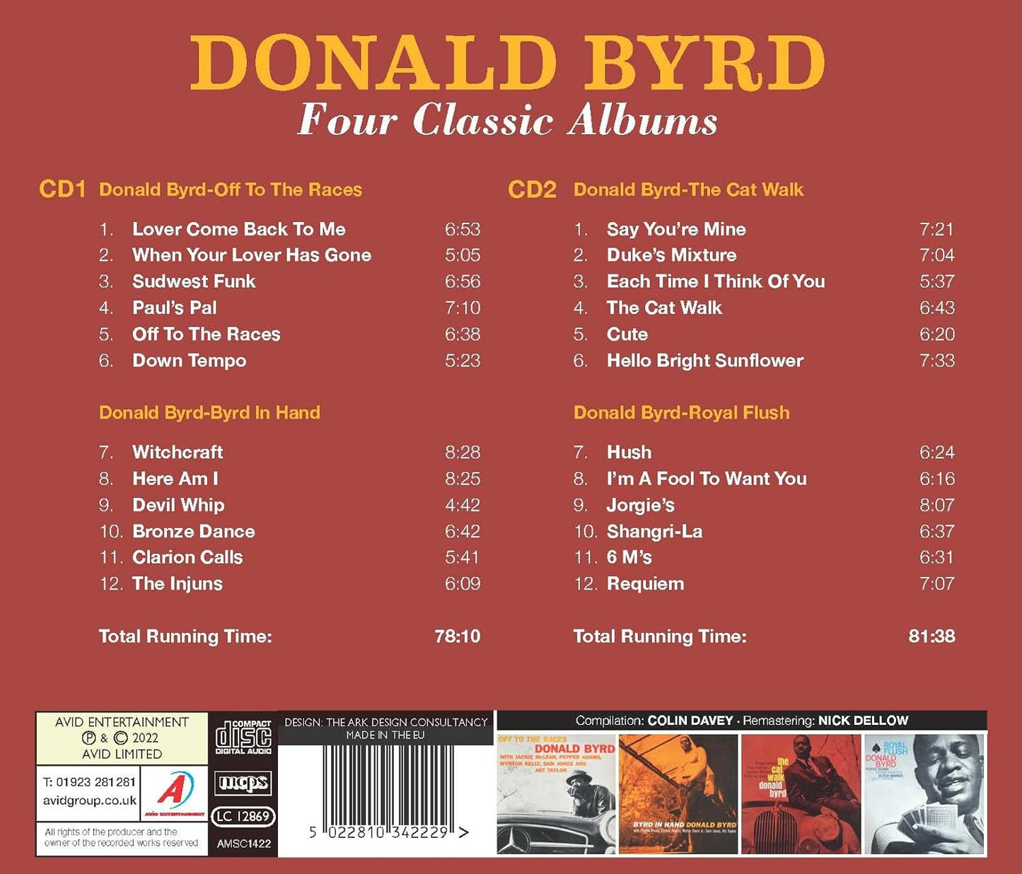 DONALD BYRD - Four Classic Albums (Off To The Races / Byrd In Hand / The Cat Walk / Royal Flush) (2CD)