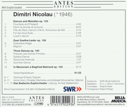 Nicolau: Works for Zuporchester - Badisches Zupforchester, Arnold Sesterheim