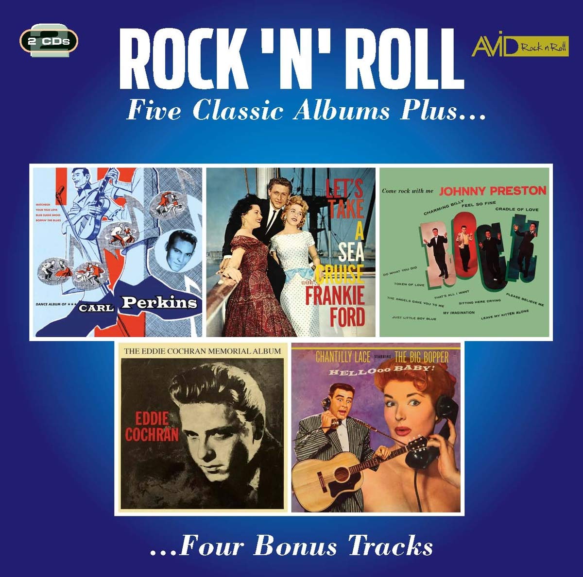 CARL PERKINS / FRANKIE FORD / JOHNNY PRESTON / EDDIE COCHRAN / BIG BOPPER - Rock N Roll - Five Classic Albums Plus (2 CDs)