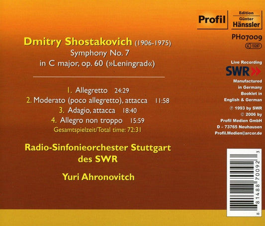 Shostakovitch: Symphonie No. 7 (Leningrad) - RSO Stuttgart, Yuri Ahronovitch