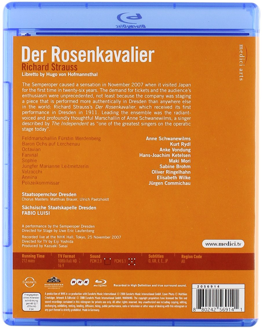 STRAUSS, R: Der Rosenkavalier - Dresden State Opera, Luisi (BluRay)