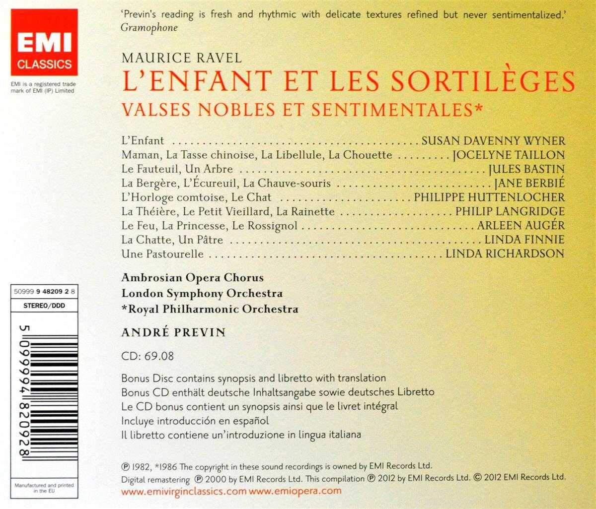 RAVEL: L'ENFANT ET LES SORTILEGES, VALSES NOBLES ET SENTIMENTALES - Andre Previn, Royal Philharmonic