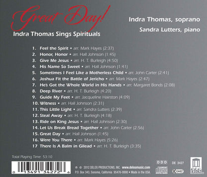 Great Day! Indra Thomas Sings Spirituals - Indra Thomas, Sandra Lutters