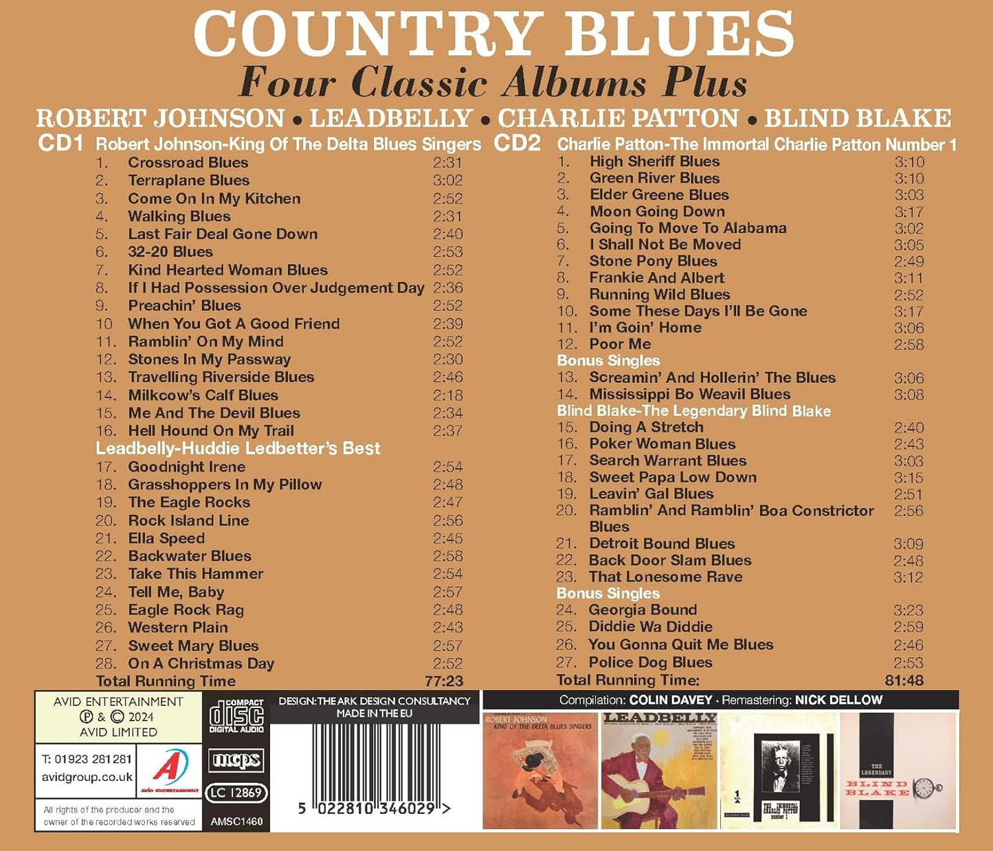 COUNTRY BLUES - ROBERT JOHNSON / LEADBELLY / CHARLIE PATTON / BLIND BLAKE - Four Classic Albums Plus