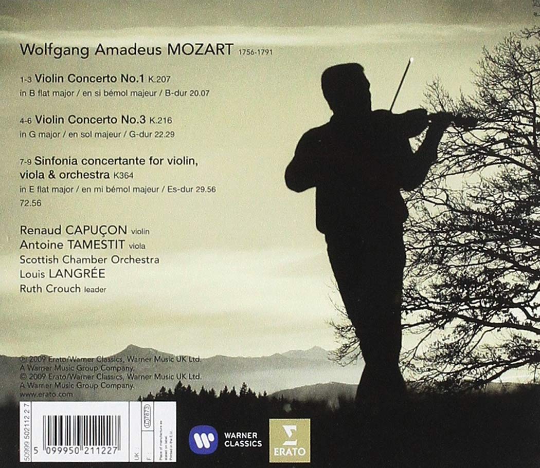 Mozart: Violin Concertos Nos 1 & 3; Sinfonia Concertante - RENAUD CAPUCON