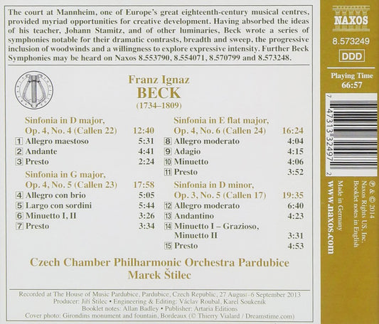 Beck: Symphonies - Czech Chamber Philharmonic Orchestra, Pardubice