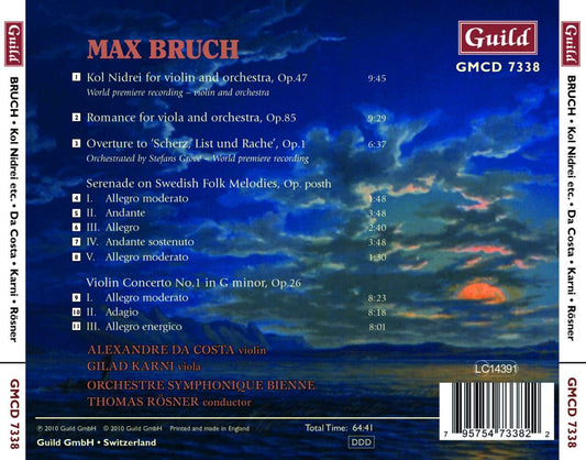 Bruch: Kol Nidrei and Other Works for Violin and Orchestra - Alexander deCosta, Thomas Rosner, Orchestre Symphonique Bienne