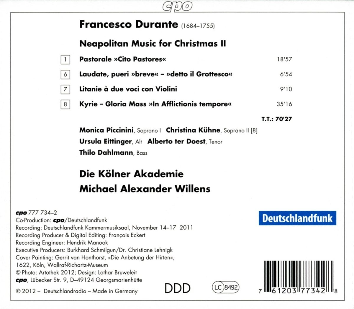 Durante: Neapolitan Christmas II - Kölner Akademie, Michael Alexander Willens