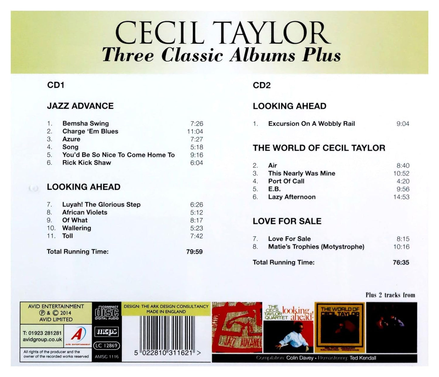 CECIL TAYLOR - Three Classic Albums (2 CDs)