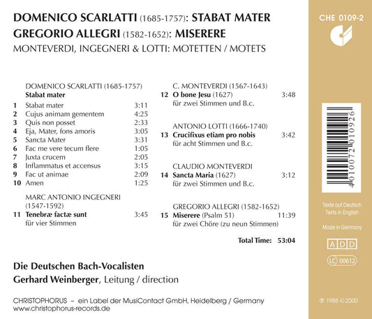 SCARLATTI: STABAT MATER; ALLEGRI: MISERERE - GERMAN BACH VOCALISTS