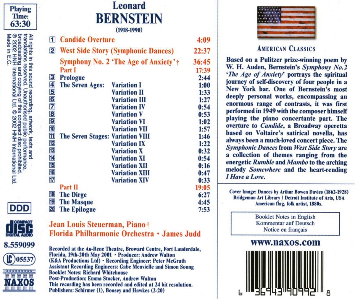 Bernstein: Symphony No. 2; West Side Story Dances; Candide Overture - Florida Philharmonic Orchestra, James Judd