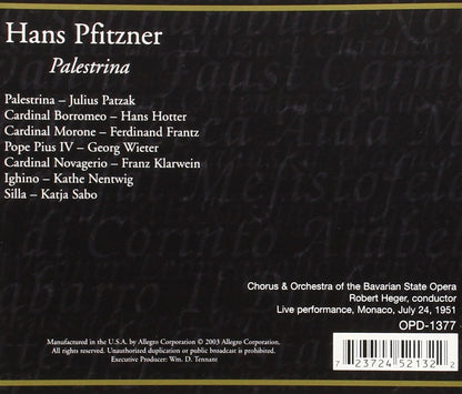 PFITZNER: PALESTRINA - PATZAK / HOTTER (3 CDs)