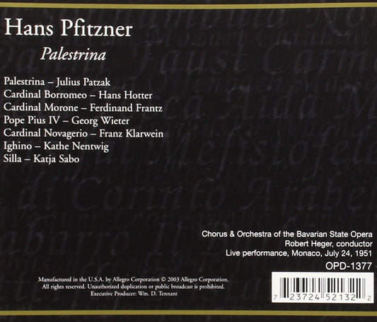 PFITZNER: PALESTRINA - PATZAK / HOTTER (3 CDs)