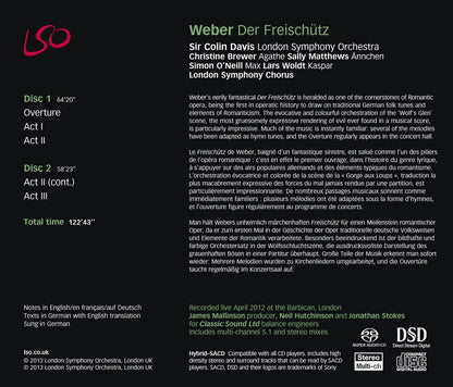 Weber: Der Freischutz - SIR COLIN DAVIS / LONDON SYMPHONY ORCHESTRA (2 HYBRID SACDS)