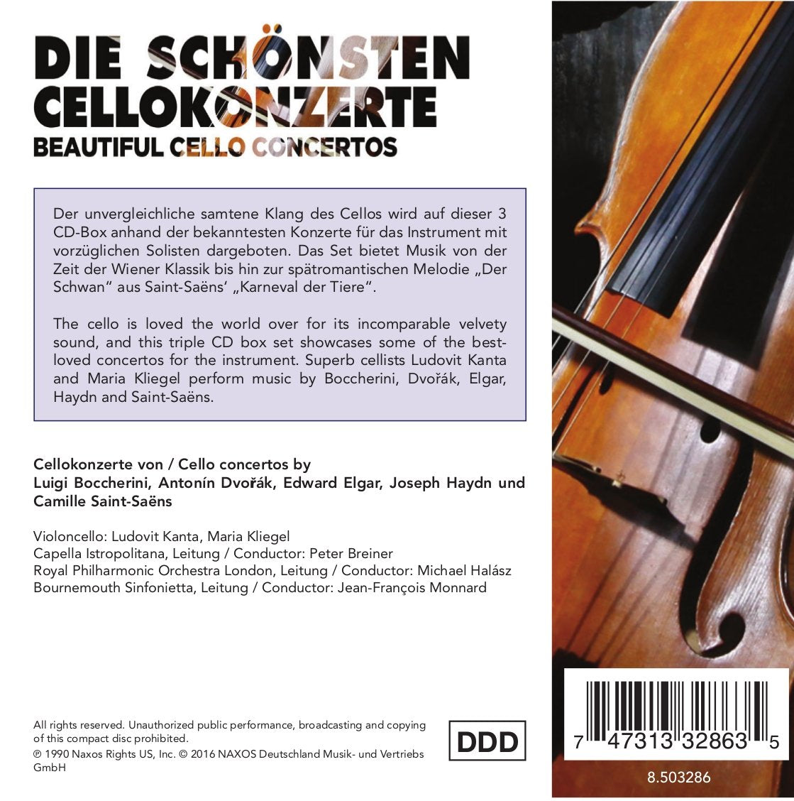 THE GREATEST CELLO CONCERTOS (Boccerini, Saint-Saens, Haydn, Elgar, Dvorak) - Kanta, Kliegel (3 CDs)