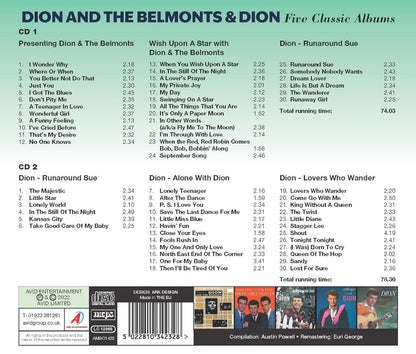 DION AND THE BELMONTS / DION - Five Classic Albums (2 CDs)