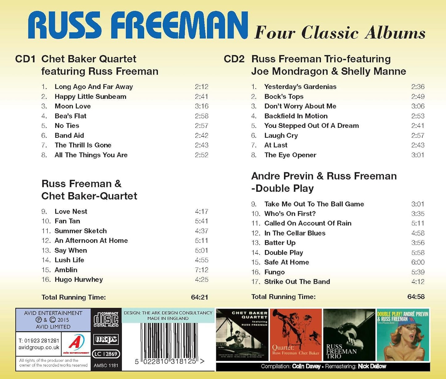 RUSS FREEMAN - Four Classic Albums (Chet Baker Quartet Featuring Russ Freeman / Quartet / Trio / Double Play) (2CD)