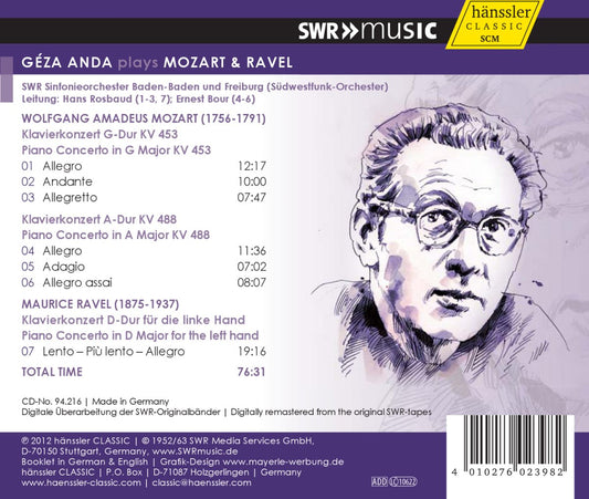 MOZART & RAVEL: Geza Anda plays Mozart & Ravel - Geza Anda, SWR-Sinfonieorchester Baden-Baden & Freiburg