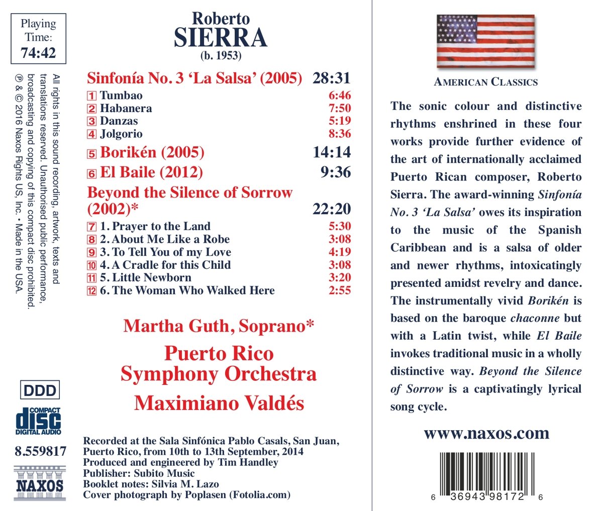 Sierra: Sinfonía No. 3 "La Salsa", Borikén, El Baile - Martha Guth, Puerto Rico Symphony Orchestra*, Maximiano Valdés