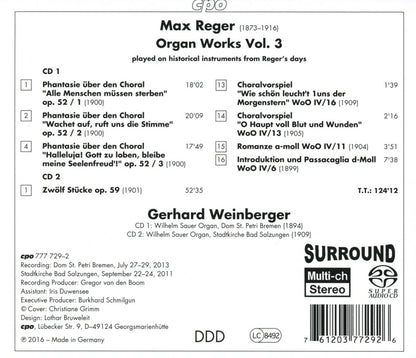 Reger: Organ Works, Vol. 3 - Weinberger (2 Hybrid SACDs)