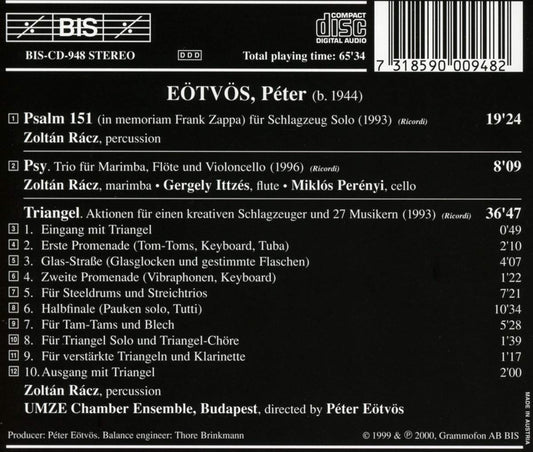 EOTVOS: Psalm 151; Psy; Triangel - Budapest UMZE Chamber Ensemble, Gergely Ittzés, Miklós Perényi, Zoltán Rácz