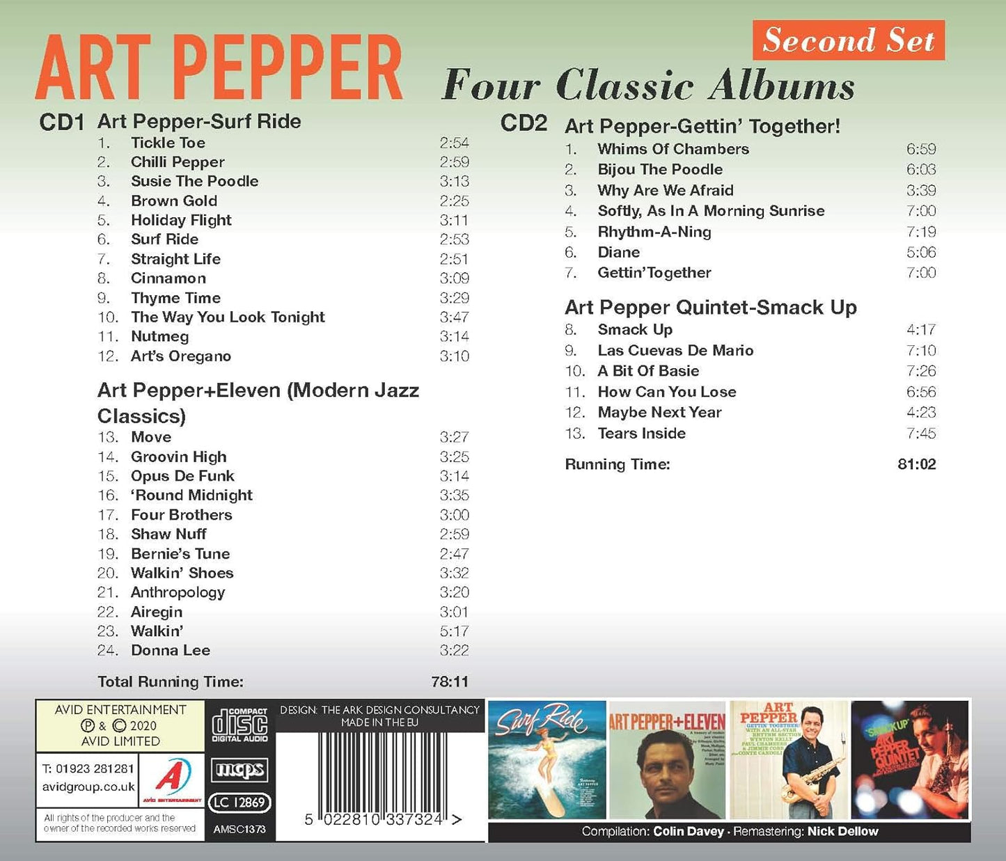 ART PEPPER - Four Classic Albums (Surf Ride / Art Pepper + Eleven (Modern Jazz Classics) / Gettin’ Together! / Smack Up) (2CD)