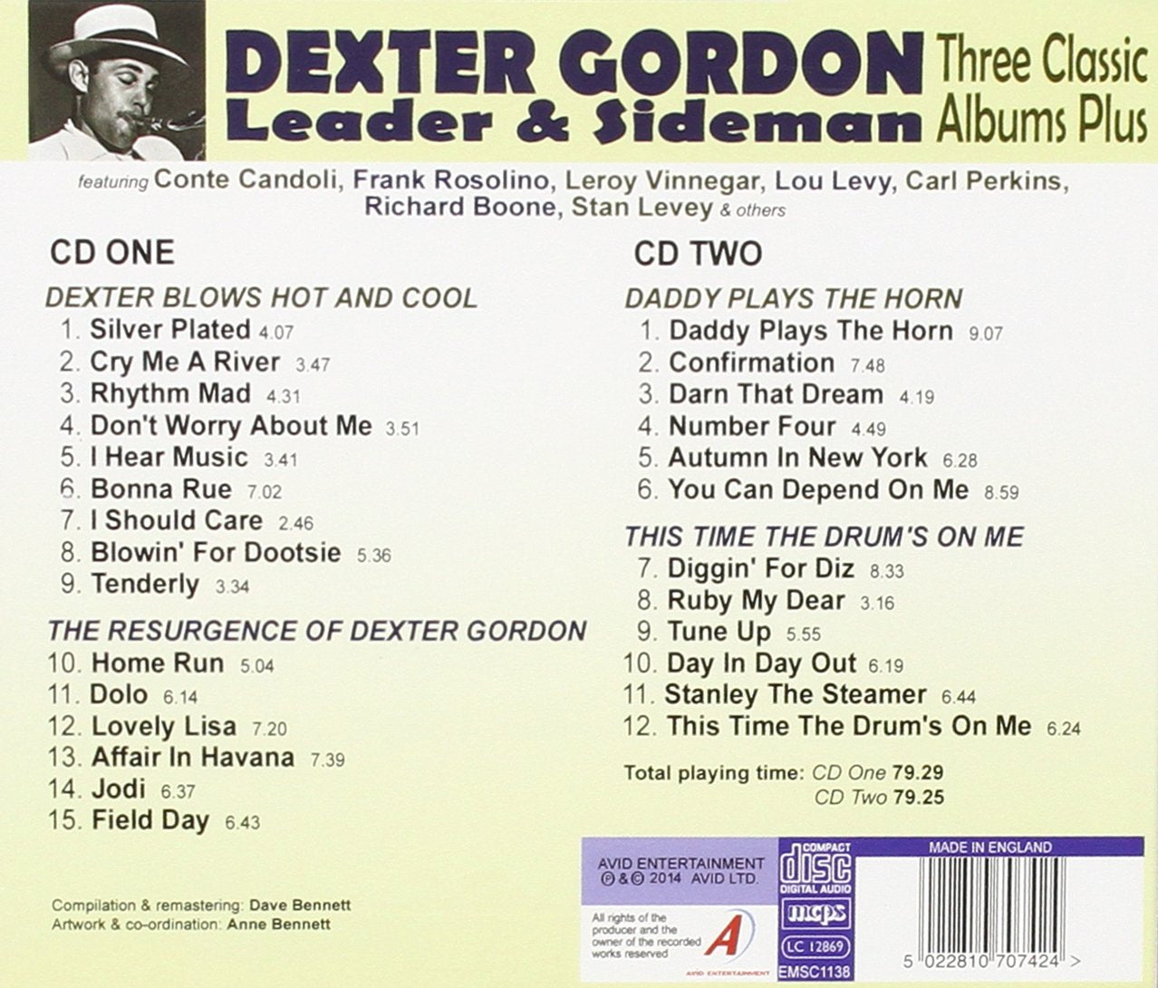 DEXTER GORDON - Three Classic Albums Plus (Dexter Blows Hot And Cool / The Resurgence Of Dexter Gordon / Daddy Plays The Horn)