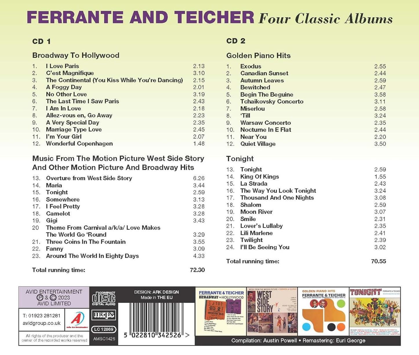 FERRANTE & TEICHER - Four Classic Albums (Broadway To Hollywood / Music From The Motion Picture West Side Story And Other Motion Picture And Broadway Hits / Golden Piano Hits / Tonight) (2CD)