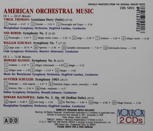 AMERICAN ORCHESTRAL MUSIC (2 CDS)
