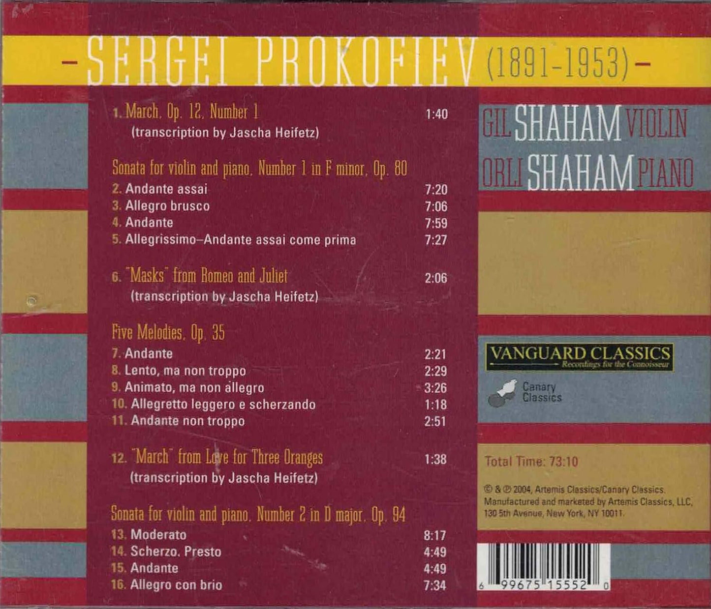 PROKOFIEV: WORKS FOR VIOLIN & PIANO - GIL & ORLI SHAHAM