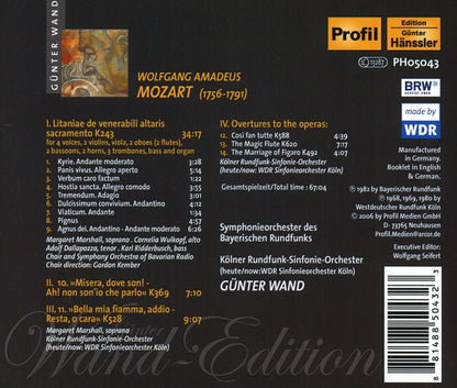 Gunter Wand-Edition: Mozart: Litaniae De Venerabili Altaris Sacramento K. 243, Arias and Overtures