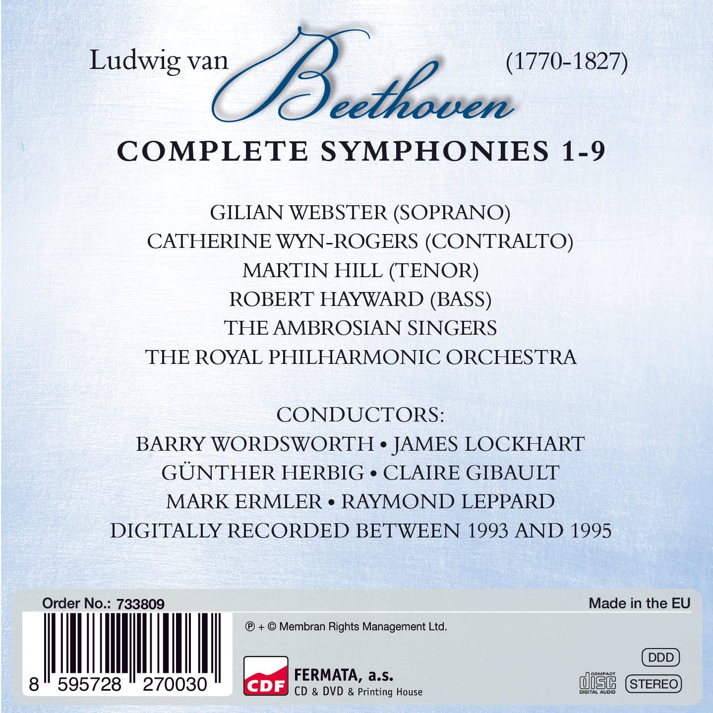 BEETHOVEN: COMPLETE SYMPHONIES - ROYAL PHILHARMONIC ORCHESTRA (6 CDS)